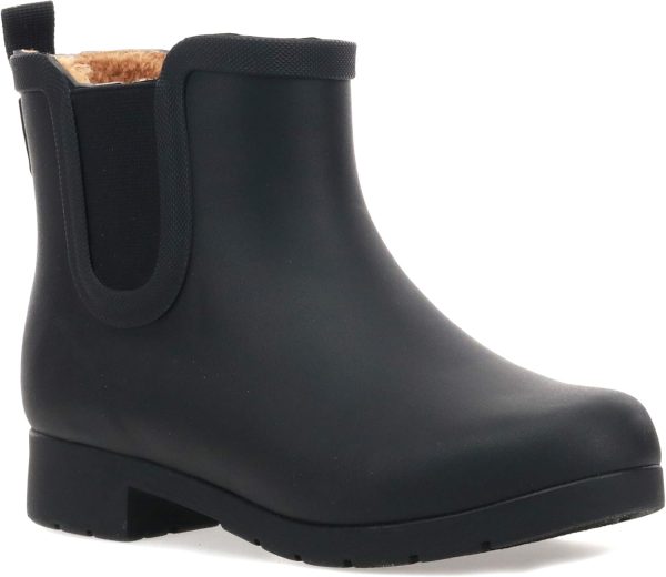 Chooka Women’s Waterproof Chelsea Bootie – Plush Lined, Slip-On Rain Ankle Boots