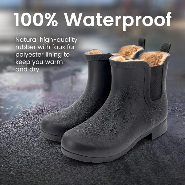 Chooka Women’s Waterproof Chelsea Bootie – Plush Lined, Slip-On Rain Ankle Boots - Image 3