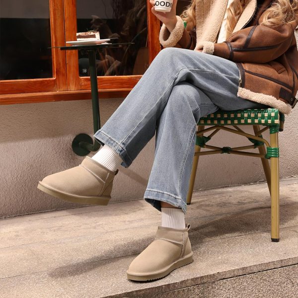 DREAM PAIRS Ankle Winter Mini Boots for Women Genuine Suede Faux Fur Lining Water Resistant Warm Snow Boots Slip On Memory Foam Comfort Booties FuzzyClassic - Image 8