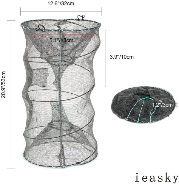 Fishing Bait Trap,2 Packs Crab Trap Minnow Trap Crawfish Trap Lobster Shrimp Collapsible Cast Net Fishing Nets Portable Folded Fishing Accessories,12.6X20.1inches - Image 2