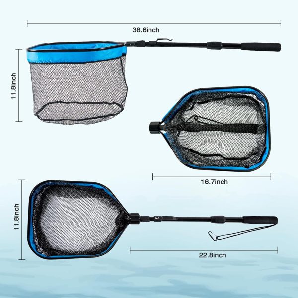Floating Fishing Net for Steelhead, Salmon, Fly, Kayak, Bass,Trout Fishing, Catfish, Rubber Fish Net for Easy Catch & Release,Fishing Gear with Telescoping Handle Easy Transportation & Storage - Image 3