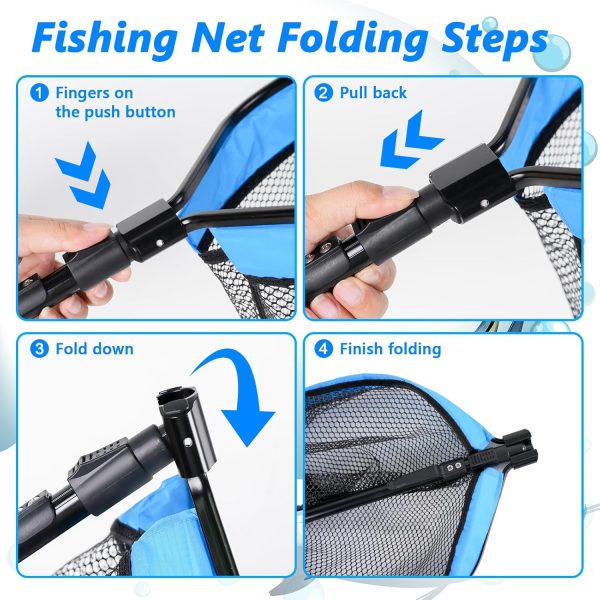 Floating Fishing Net for Steelhead, Salmon, Fly, Kayak, Bass,Trout Fishing, Catfish, Rubber Fish Net for Easy Catch & Release,Fishing Gear with Telescoping Handle Easy Transportation & Storage - Image 4