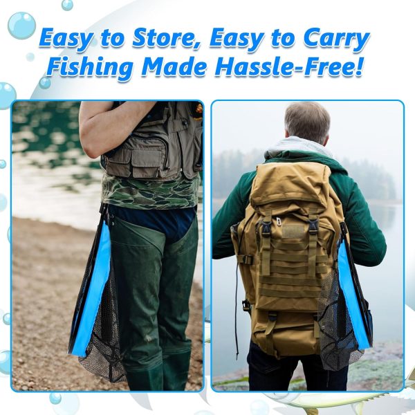 Floating Fishing Net for Steelhead, Salmon, Fly, Kayak, Bass,Trout Fishing, Catfish, Rubber Fish Net for Easy Catch & Release,Fishing Gear with Telescoping Handle Easy Transportation & Storage - Image 5