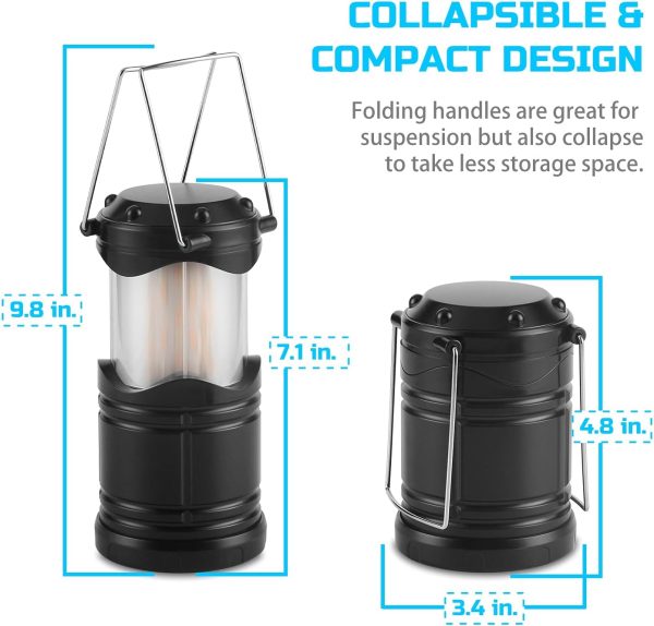 Lichamp 4 Pack LED Camping Lanterns, Collapsible Flameless Candles Tea Lights, Portable Battery Powered Camping Lights Emergency Supplies Kit, Black - Image 2