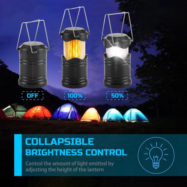Lichamp 4 Pack LED Camping Lanterns, Collapsible Flameless Candles Tea Lights, Portable Battery Powered Camping Lights Emergency Supplies Kit, Black - Image 5