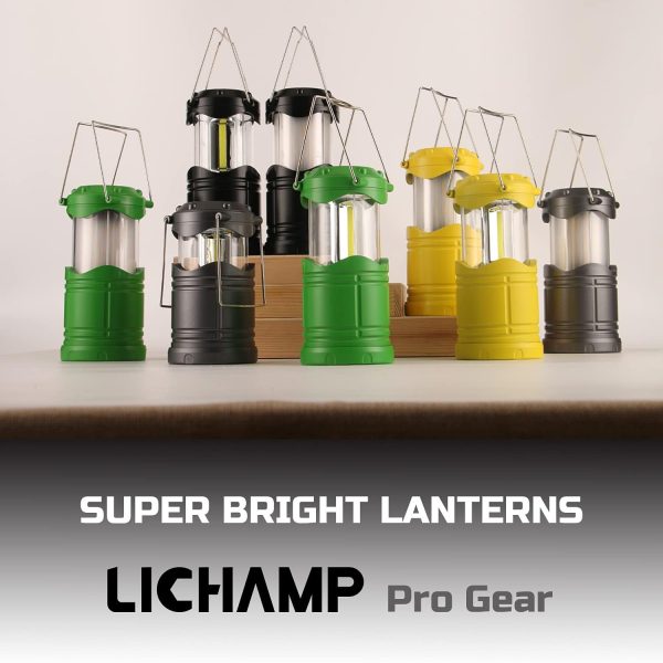 Lichamp 4 Pack LED Camping Lanterns, Collapsible Flameless Candles Tea Lights, Portable Battery Powered Camping Lights Emergency Supplies Kit, Black - Image 8