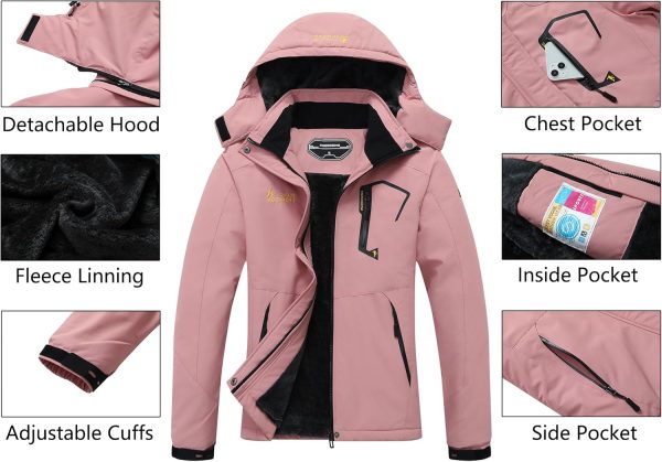 Women's Waterproof Ski Jacket Warm Winter Snow Coat Mountain Windbreaker Hooded Raincoat Jacket - Image 4